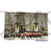 Postcard 1940 The Irish Guards leaving Buckingham Palace after changing Guards 