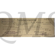 Vestigings vergunning 1946 Ridderkerk/Zutphen 
