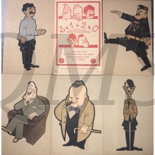 Spot prentbriefkaarten “the BIG FIVE” oorlogs leiders WW2