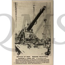 Postcard  WW1  Britain at War: Making munitions, Mounting a great gun 