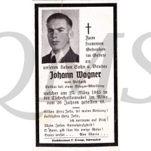 In Memoriam Karte/Death notice Johann Wagner