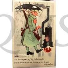 Prent briefkaart 1940 mobilisatie Als het regend, of bij felle koude