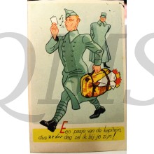 Prent briefkaart 1940 mobilisatie Een pasje van de kapitein, dus .... dag zal ik bij je zijn 