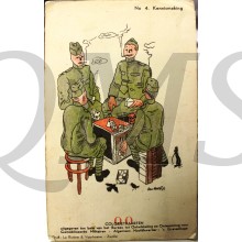 Coloriet Prent briefkaart 1940 mobilisatie no 4 Kennismaking