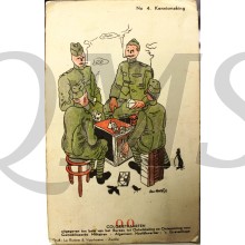 Coloriet Prent briefkaart 1940 mobilisatie no 4 Kennismaking