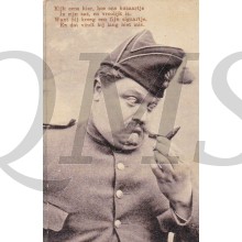Prent briefkaart mobilisatie 1914 Huzaar sigaar