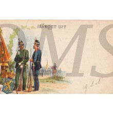 Prent briefkaart 1914 jager en grenadier