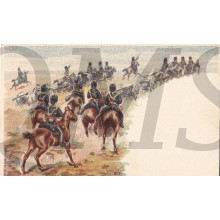 Prent briefkaart 1914 Rijdende artillerie