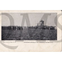 Prent briefkaart 1906 Godsdienstoefeninge in de legerplaats bij Harskamp