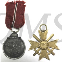 Kriegsverdienst medaille mit Schwertern and Medaille für Winterschlacht im Osten 1957 model