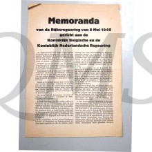 Poster/Flyer  Memoranda van de (Duitse) Rijksregeering van 9 mei 1940 