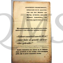 Aanplakbiljet/Voorschrift uiteendriven zamenscholingen 1848