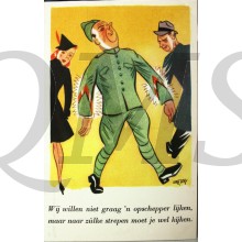 Prent briefkaart mobilisatie 1939 We willen niet graag 'n opschepper lijken, maar naar zulke strepen moet je wel kijken