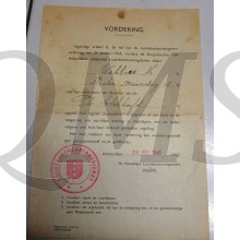 Vordering LBD Amsterdam 1943 verrichten van diensten als Plv Blokhoofd