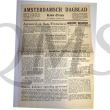 Krant Amsterdamsch Dagblad 9 juni 1945 Radio Oranje