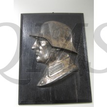 Wall plaque German soldier WW2 on wooden plate