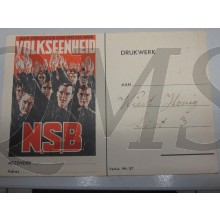 NSB briefkaart Geen verdeeldheid door partijen maar Volkseenheid 