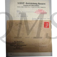 Brief mit Umslag NSDAP Kreisleitung Bremen Kinder Volkswohlfahrt