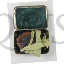 Stofbril in metalen box 1930-1950 (Dustgoggles in metal tin case WW2 period)