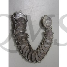Zilveren armband, dubbeltjes/kwartjes anti duits 1940-45