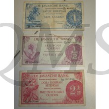 1948 Javaanse Bank, Bankbiljetten 50 cent , 1 gulden en 2 1/2 gulden 