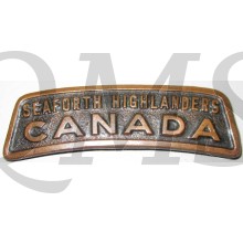 “Seaforth Highlanders, Canada” copper shoulder title