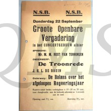 Flyer Groote Openbare Vergadeing NSB Rost van Tonningen 1938