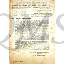 Document  distributie smeltveiligheden 17 april 1942 departement van handel, nijverheid en scheepvaart/Rijksburea voor verwerkende industrieen 