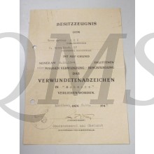 Document verwundeten abzeichen