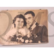 Photo (Mil. Postcard) Wedding  NCO dress uniform IC2nd class 4 years Faithfull service Algemeines Sturmabzeichen