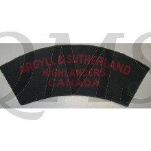 Shoulder title Argyll & Sutherland Highlanders 4th Canadian Armoured Division (canvas)