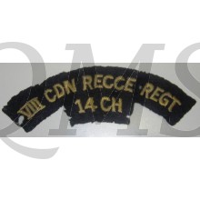 Shoulder title 8th Reconnaissance Regiment (14th Canadian Hussars), commonly abbreviated to 8 Recce, VIII Recce or (within the British Army) 8 Canadian Recce
