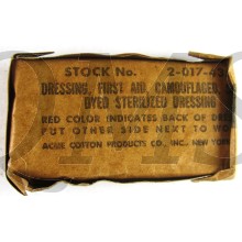 Dressing, first aid, camouflaged dyed sterilized dresing
