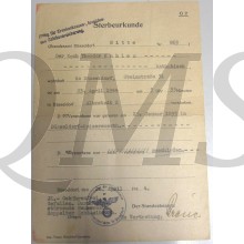 Sterbe Urkunde Dusseldorf 23 april 1944 (death certificate Dusseldorf april 23 1944)