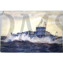 Prent briefkaart 1940 een onzer mijnenvegers in volle zee