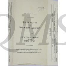 Brief Notes on War gases and spray issued by Canadian HQ