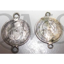 2 stuks zilver 10 cents voor verlening armband konings gezinden 1940-45