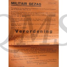 Poster Militair Gezag  15 sept 1945 Groningen