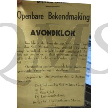 Poster Militair Gezag  12 sept 1944 Curfew 2200 - 0700