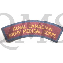 Shoulder title Royal Canadian Army Medical Corps R.C.A.M.C. (canvas)