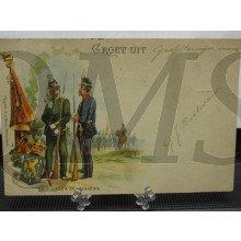 Prent briefkaart Jagers en Grenadiers 1909 Groet uit Gasseltenijveenschemond 