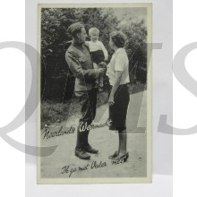 Prent briefkaart mobilisatie 1940 Nederland's Weermacht, nr 137 "Ik ga met Vader mee"