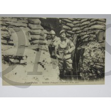 Carte Postale 1915 Front Italien, soldats Francais a 'l entree d'un abri