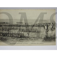 Carte Postale 1914 le troupe Poloniases en France. Celebration de la Messe