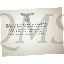 Origineel briefpapier Reichskommissar Seyss-Inquart fur die besetzten Niederlandische Gebiete Abteilung Presibildung