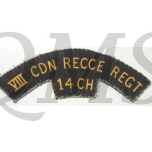 Shoulder title VIII CDN Recce Regt 14 CH (canvas)