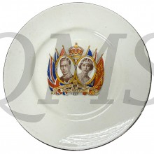 Keramieken Wandbord ter herdenking van de kroning van Koning George VI en Koningin Elizabeth in 1937