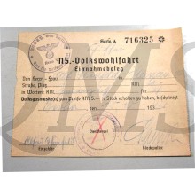 Einname beleg NS Volkswohlfahrt gasmaske Gau Berlin kreis V