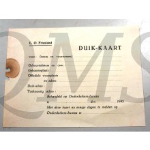 Registratie onderduiker 1945 DUIK-KAART L.O. Friesland