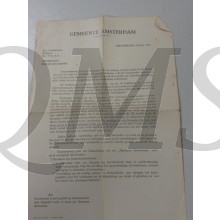 Brief Gemeente Amsterdam 1941 Ziekenfonds besluit